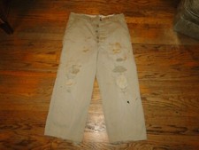 vintage US Military Khaki Twill Chino Trousers WWII Button Fly  Sz 33 x 25