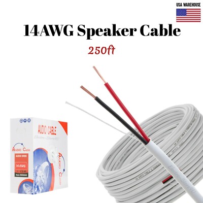 14AWG Speaker Cable 250ft CL2 In Wall 14/2 Gauge 2 Conductor Bulk Audio Wire New