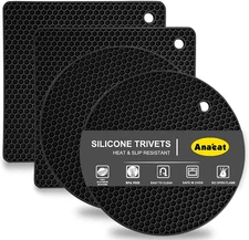 4 Pack Silicone Trivet Mats BPA Free - Heat Resistant Thicken Pot Holders, Multi