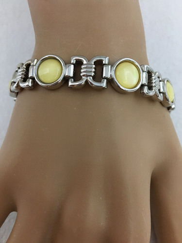 3 Piece Jewelry Lot Bib Necklace Bracelet Monet Earrings SilverTone Cabochon VTG - Picture 22 of 24