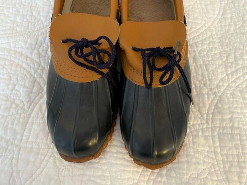 Women's SPORTO Navy Blue w/ Brown Leather Fleece Footbed Duck Boots 7 M - Picture 2 of 7