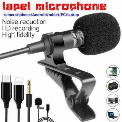Pro Lavalier Revers Mini Stereo Mikrofon Clip Kondensator Mikrofon iPhone Samsung USB
