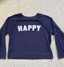 Juniors/Women's Navy Blue Lightweight XL "Happy" Sweatshirt--Grayson's Threads