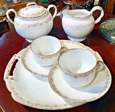 Beautiful Vintage T&V FRANCE CHINA Breakfast Set Gold Rim