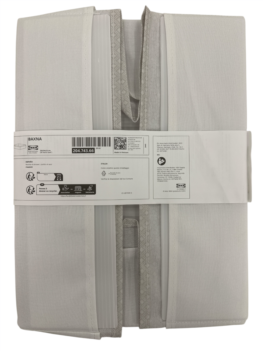 New IKEA BAXNA Gray White Organizer 26x34x10 cm (10 ¼x13 ½x4