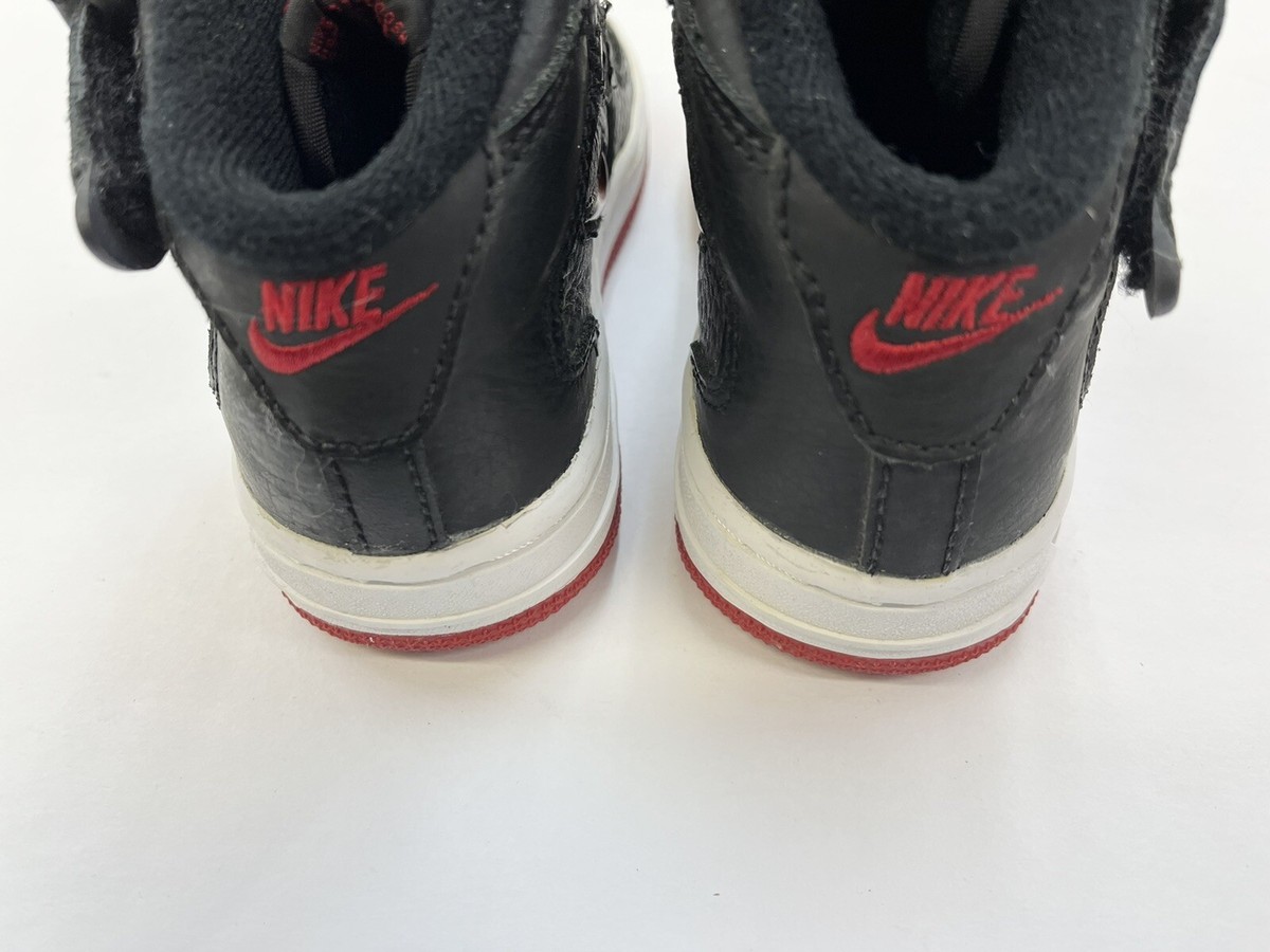 Vintage 1997 KIDS Nike Air Force 1 Mid Jewels Black Red Leather