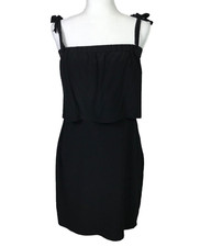 Madewell Size 10 Black Silk Dress Off Shoulder Bow Tie Little Black Dress Lined
