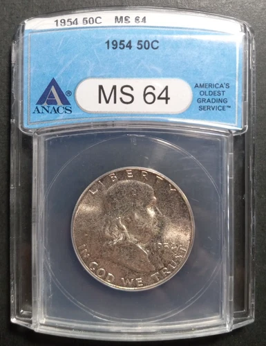 1954 Franklin Half Dollar - ANACS MS64                   FREE Shipping!     (S1)