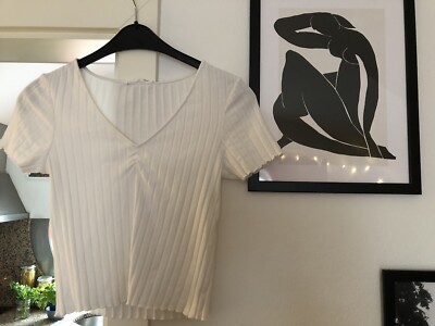 MANGO - Weißes Shirt (gerippte Optik)