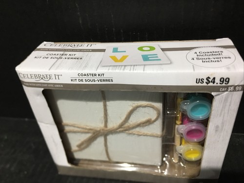 Celebrate It DIY Coaster Kit 8pc 4” X 4” New - Picture 5 of 5