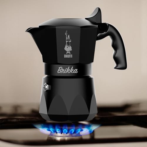 Japan Exclusive Color】Bialetti Brikka Coffee Maker, Black, 2-Cup
