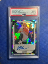 2024 Leaf Metal 1991 Leaf Autograph Jake Bloss  Silver Crystal 4/15 Psa 9/10