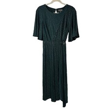 Luxology Ladies Dark Green Shimmer Stripe Holiday Dress Small Flowy Elegant Chic