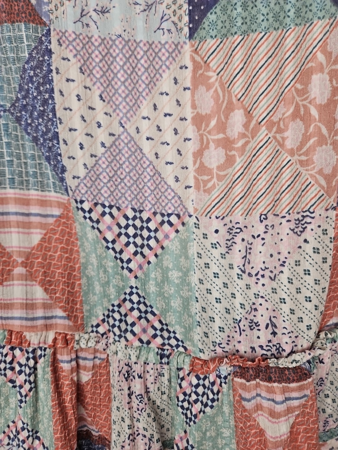 American Eagle Blouse M Pink Patchwork Babydoll C… - image 8