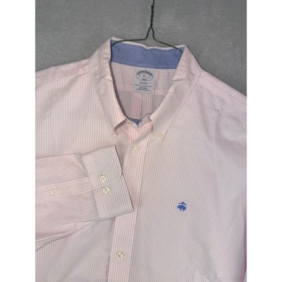 Brooks Brothers Regent XL Pink White Stripe Non-Iron Cotton Button Down Shirt
