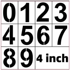 4 Inch Number Stencils Set - Reusable Plastic Large Number Templates for Paintin