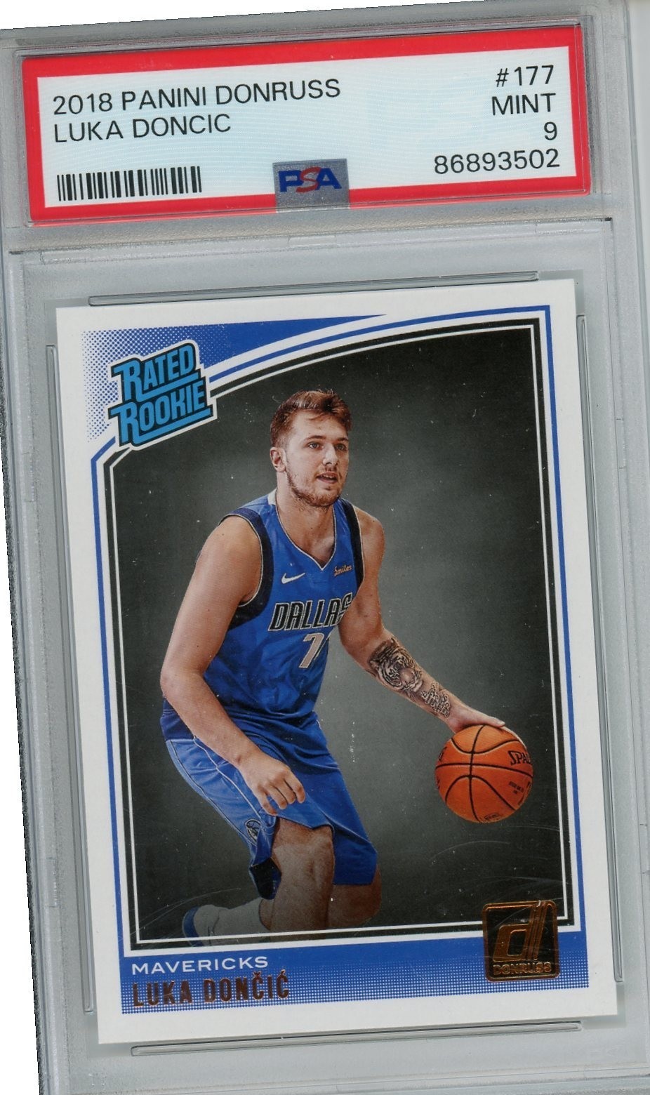 2018-19 PANINI DONRUSS Rated Rookie LUKA DONCIC ROOKIE RC PSA 9 #177 Mavs Lakers