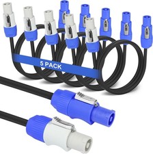 5 Pack Stage Light Powercon Cable, 3 Pin 16AWG AC Powercon Connector Cord Input