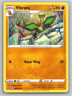Vibrava 075/172 Brilliant Stars Pokemon TCG Fighting Razor Wing Stage 1 Card