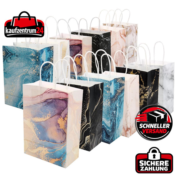 GeschenktüTen 12 StüCk Kraftpapier Mit Henkel FüR Geburtstag Hochzeit Party-image