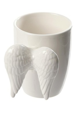 Puckator White Angel Wings Ceramic Shaped Handle Mug - 12.8 Ounces, 