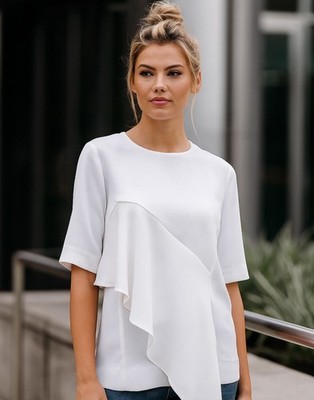NEW! Diane Von Furstenberg Ruffle Blouse Top Shirt Top Anthropologie L Agence S
