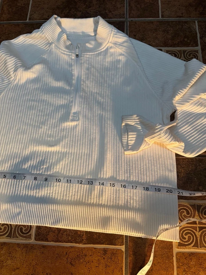 lululemon Rest Less Cropped Half Zip Long Sleeve White - Image 4 of 4