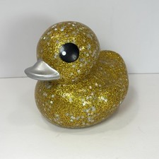 Gold Sparkle Dazzle Rubber Duckie 6  Glitter Duck Bathtub Water Floating Toy