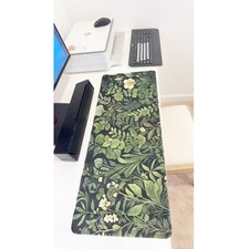 Lush Green Leaves Blooming Flowers Large Gaming Mouse Pad 31"x11.5" Non-Slip