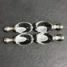 Pottery Barn Finials Set of 4 Glass Oval Pewter Curtain Home Decor for 0.75" Rod