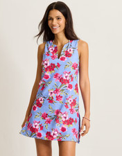 New Tommy Bahama Tropic Isles Chambray Beach Split-Neck Romper Blue Monday, Size