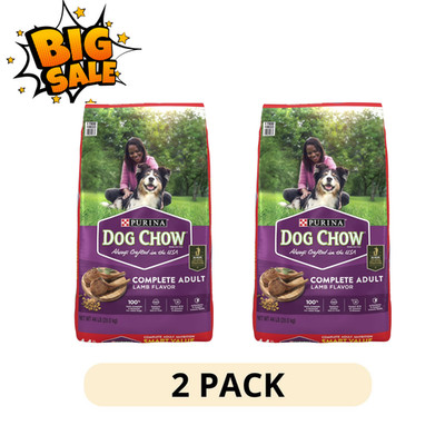 2 Pack Purina Dog Chow Complete Lamb Dry Dog Food 44 lb High Protein Bag