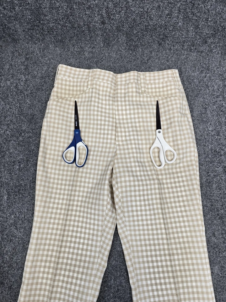 Брюки мужские Haggar Slacks 35x29 бежевые белые клетчатые клетчатые плоские спереди винтажный стиль - Изображение 3 из 4