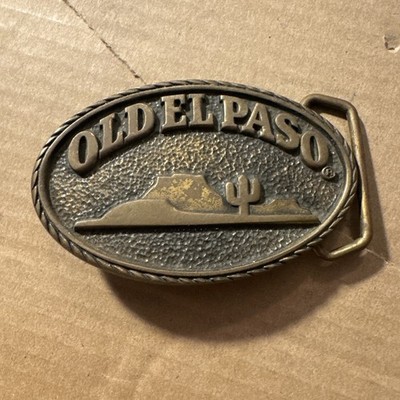 Vintage Old El Paso Belt Buckle Solid Brass - Blue Bayou Brass Houston TX Patina