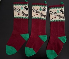 Lot 3 Vermont Specialties In Wool Holiday Christmas Stocking 100 wool Pet Theme