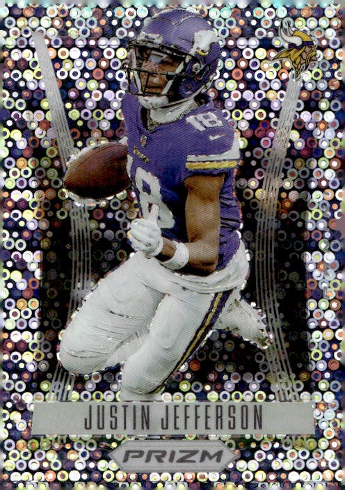 2023 Panini Prizm #PF-5 Justin Jefferson Prizm Flashback Prizms No Huddle