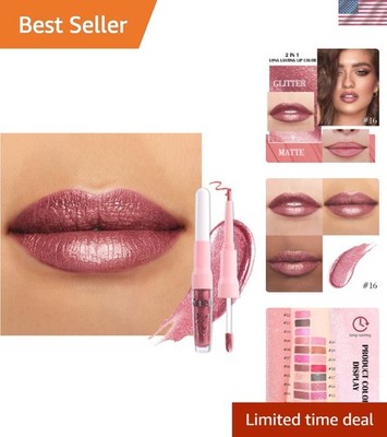 Kaely 2-in-1 Mauve Metallic Lipstick & Lip Liner Long Lasting Waterproof Shade
