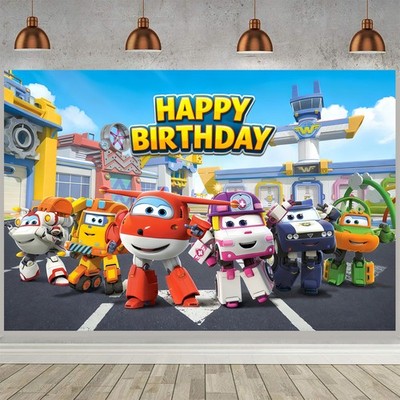 Super Wings Kinder Geburtstag Partyzubehör Banner Hintergrundtuch Vinyl