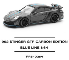 Pop Race Porsche 992 Singer GTR 911 -Carbon Edition- Blue Line 1:64 Car PR640254