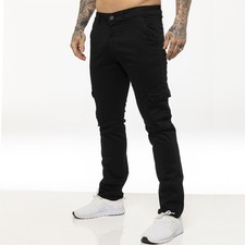 Enzo Mens Cargo Trousers Combat Jeans Slim Fit Casual Cotton Stretch Work Pants