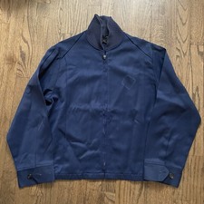 Vintage 60  s Unitog Zip Up Crop Work Wear Navy Blue Jacket 42 Small Made USA