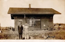 New Canton IL Illinois 1911 Train Station Depot Railroad RPPC Postcard COPY