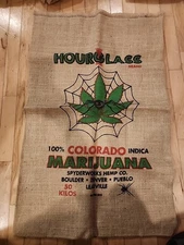 Colorado Hour Glass Marijuana Burlap Bag Novelty Wall Art / Multiple Use.