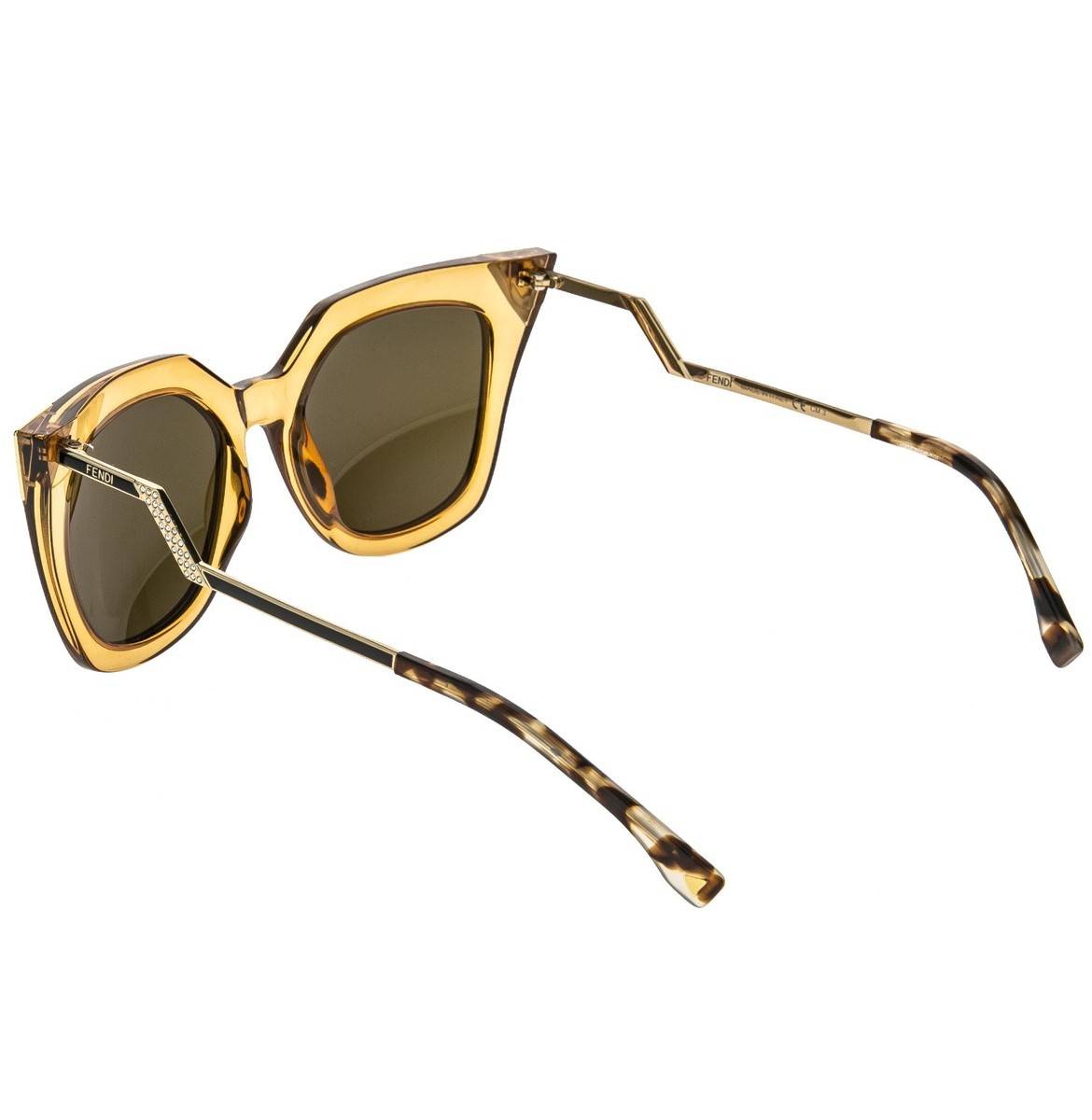 FENDI FF0060 0060 IRIDIA Champagne Gold Crystal Mirror Triangle