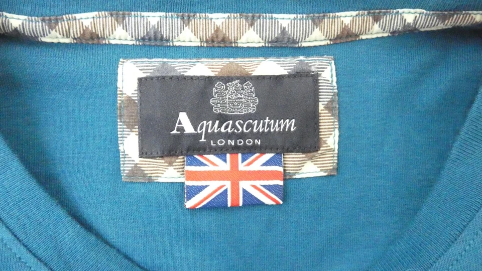 Camiseta deportiva Aquascutum para hombre azul verdoso London Union Jack talla M Foto 3 de 4