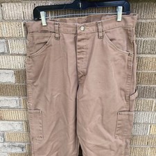Bulwark FR Carpenter Cargo Pants Mens 34-37U 32x30 Brown Canvas Utility Pocket