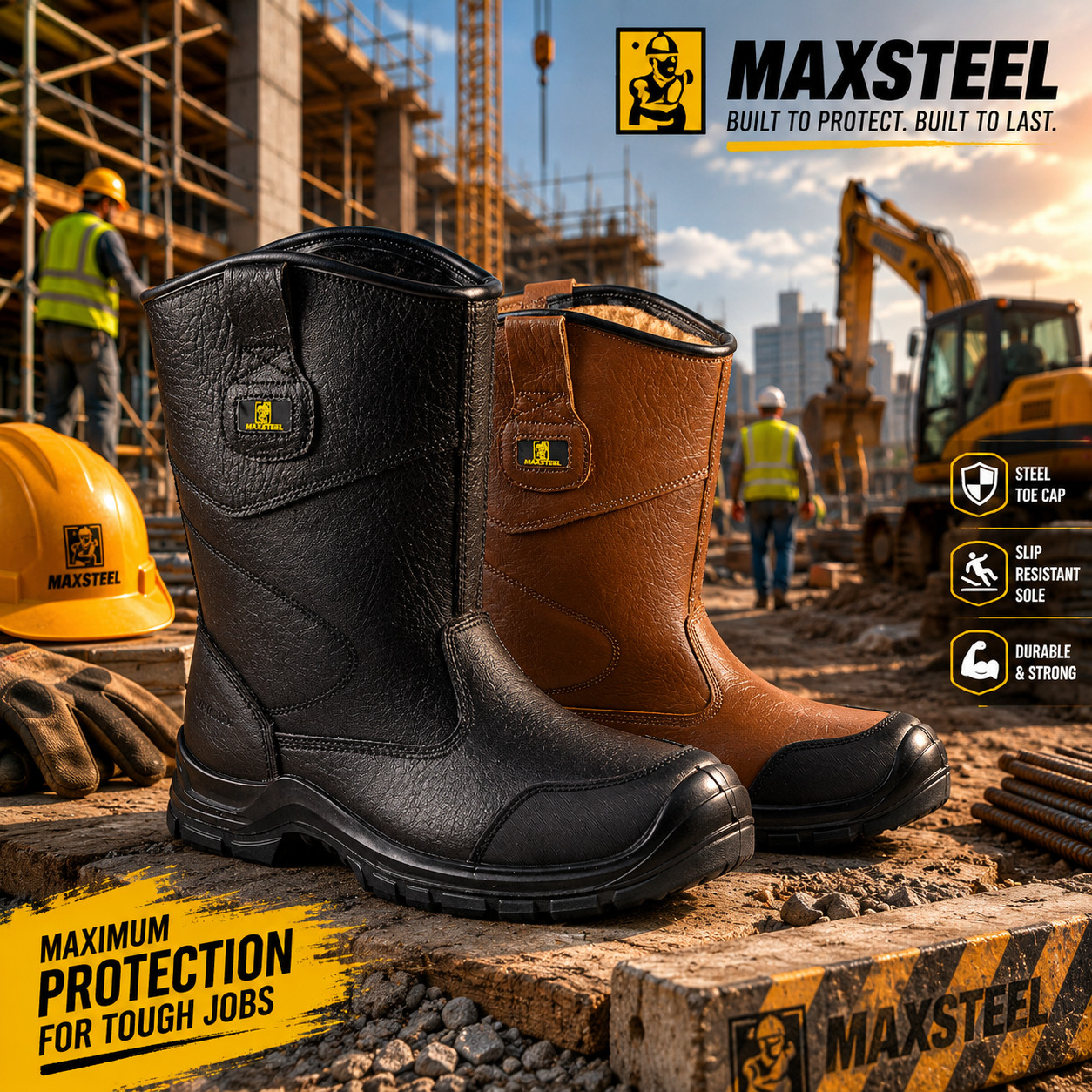MENS LEATHER SAFETY STEEL TOE CAP RIGGER BOOTS WORK SHOES TRAINERS SIZE 4-14 UK