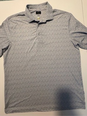 Greg Norman Collection Blue Micro-Pattern Polo-Med