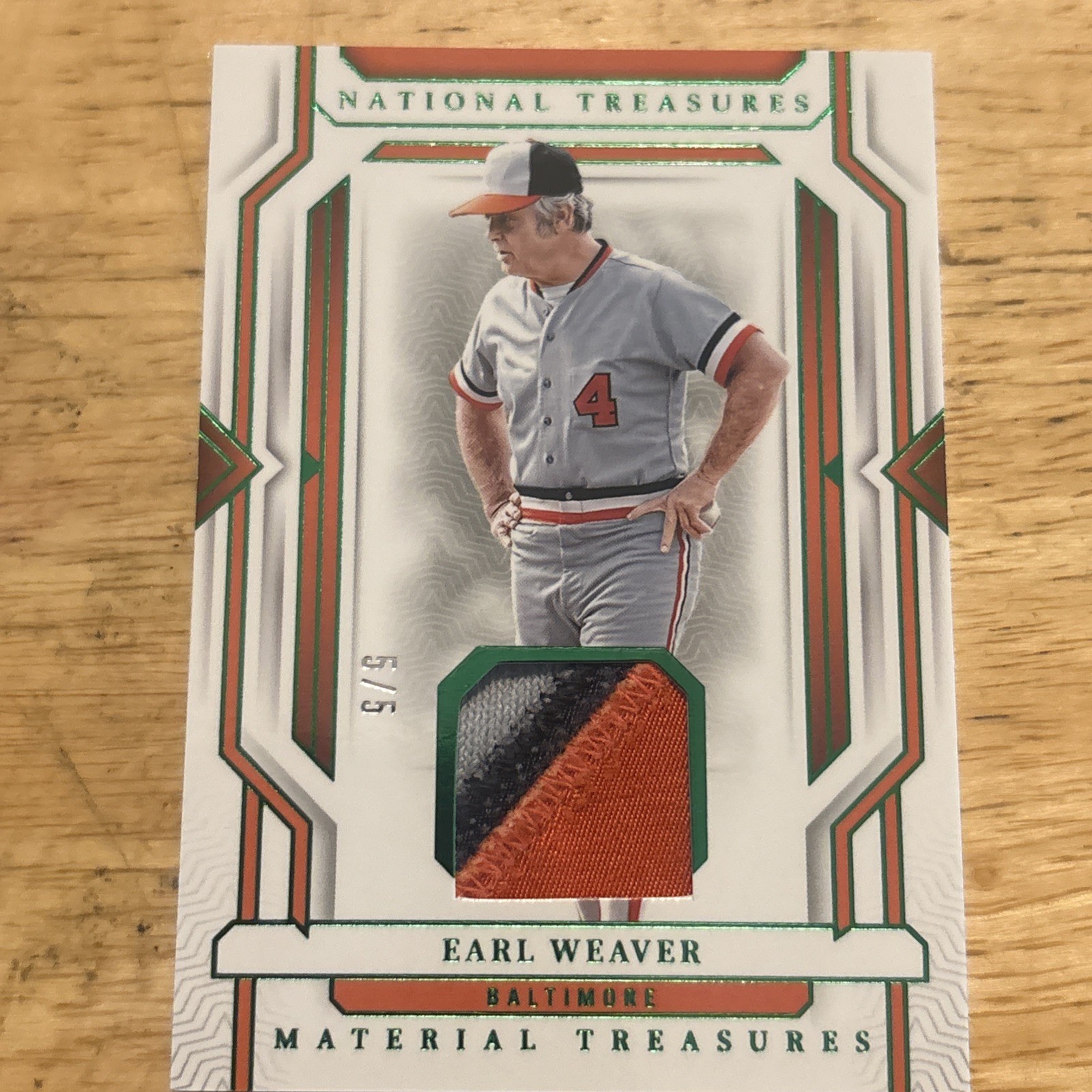 2024 National Treasures - Material Treasures Earl Weaver Emerald 5/5 EBay 1/1 view 2
