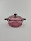 Vintage 1 QT Corning Visions Ware Pyrex Cranberry 1174 Casserole Dish w/  Lid